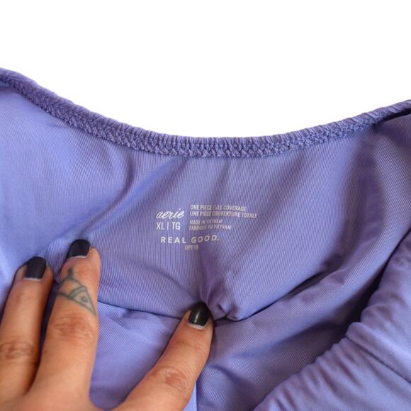 Purple Ribbed Women's Swimsuit - Picture 8 of 9